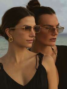 1pc Unique Twisted Leg Fashion Oval Fashion Glasses Set, Stylish Back To School Preppy Look - Multicolor - View 2