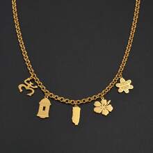 1 pieza Mapa de Puerto Rico, Máscara floral, Collar con símbolo tradicional de rana PR y flor de hibisco, Joyería de acero inoxidable para mujeres - Multicolor - Ver 7