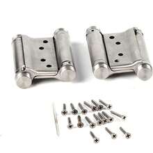 Akozon Paquete de 2 Bisagras de Resorte de Doble Acción de Acero Inoxidable de 3 Pulgadas, Perfectas para Puertas Batientes de Cafeterías de Salón - 1 - Ver 1