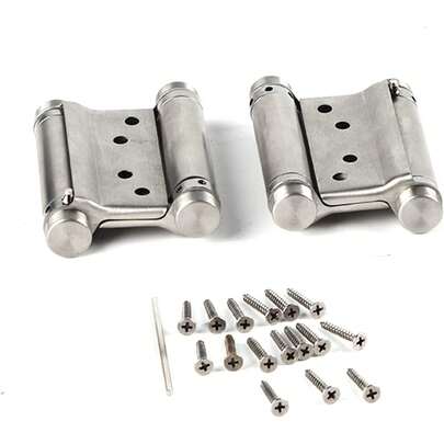 Akozon Paquete de 2 Bisagras de Resorte de Doble Acción de Acero Inoxidable de 3 Pulgadas, Perfectas para Puertas Batientes de Cafeterías de Salón