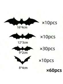 12/60/96/112/120/140 Stück - Halloween Wand Fledermaus Dekorationen, schwarze Kunststoff Fledermaus Aufkleber für Halloween Raumdekoration, 6 verschiedene Größen wasserfeste 3D realistische Fledermäuse für Heim, Fenster, Halloween Party Dekorationen Herbst, Party Dekorationen