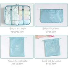 Bolsas de Viaje 8 En 1 FFlion Organizador de Equipaje Viaje (Pink()) - Azul - Ver 5