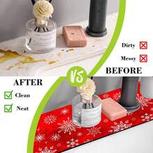 1 pieza Feliz Navidad, Estera de fregadero de barro de diatomeas con copos de nieve festivos - Estera protectora antideslizante y absorbente para encimeras, para decoración del hogar, oficina y granja. - Multicolor - Ver 9