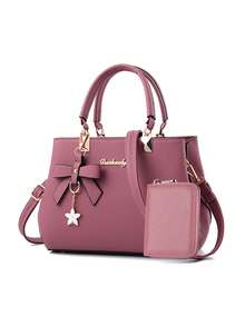 2pcs Women's Handbag Set, High-Quality Shoulder Bag, Fashionable Crossbody Bag, Casual Wallet, Best Mother's Day Gift Idea, Mother's Day Gift, Gift For Mom, Essential For Moms, Outdoor Mommy Bag, Stylish Business Casual Women Bag, Suitable For Office And Work