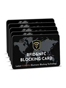 2/5 Packs RFID Blocking Card NFC Contactless Debit/Credit Card ATM Passport Protector Ideal For Men & Women Slim With World Map Design Perfectly Fit In Wallet - Multicolor - View 2