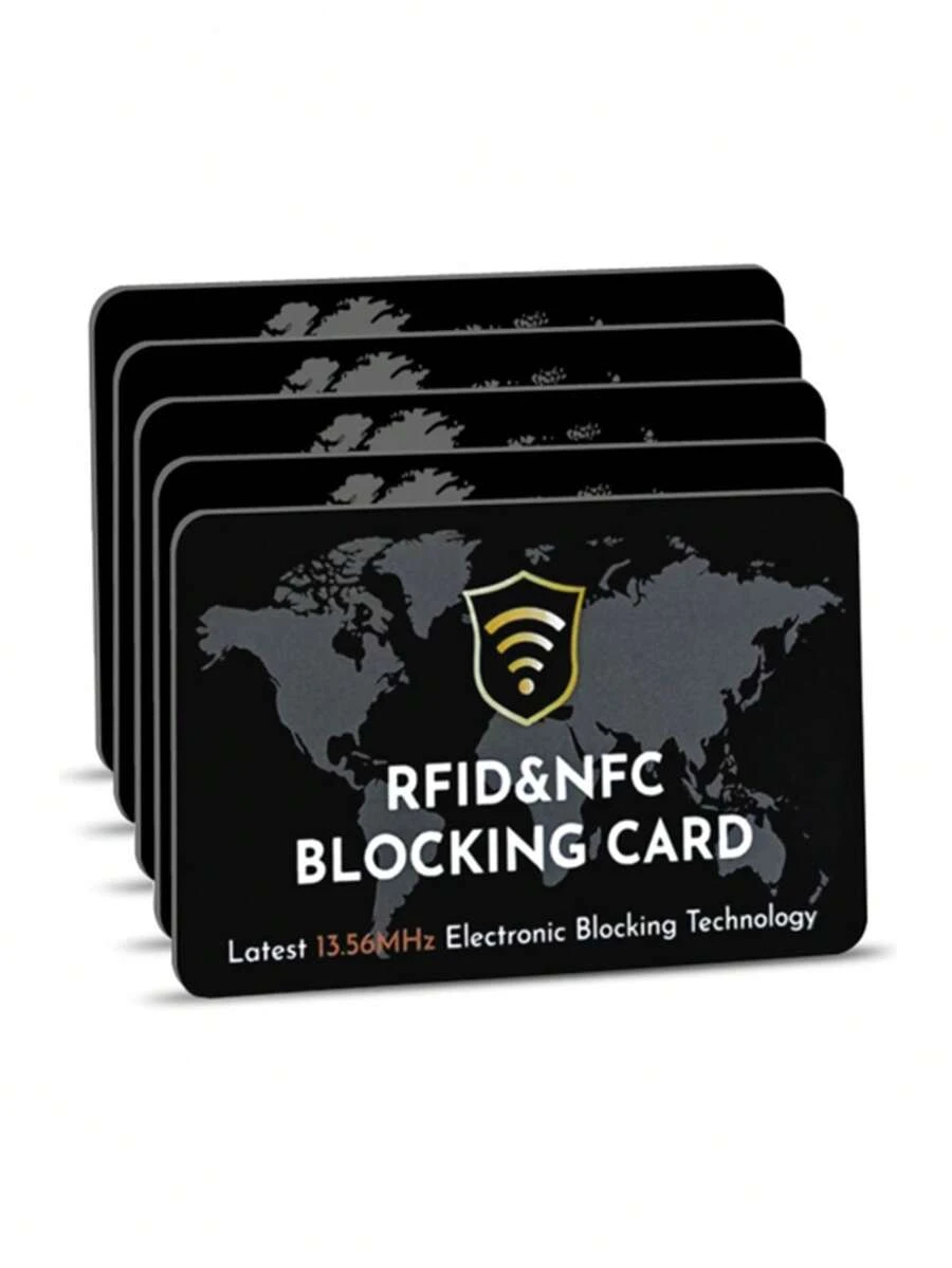 2/5 Packs RFID Blocking Card NFC Contactless Debit/Credit Card ATM Passport Protector Ideal For Men & Women Slim With World Map Design Perfectly Fit In Wallet