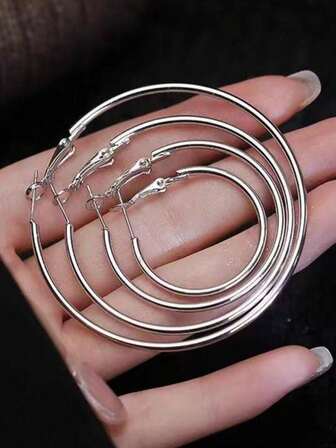 1 Pair Stainless Steel Hoop Earrings - Multiple Sizes Available, Hypoallergenic, Fashionable Jewelry For Women, Suitable For Daily Wear