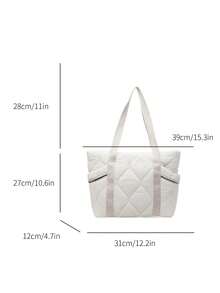 1pc New Diamond Embroidery Multi-Pocket Large Capacity Shoulder Tote Bag, Lightweight Nylon Women's Handbag For Work And Commute - Multicolor - View 13