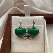 Minimalist Heart Shaped Oil Drop Earrings, Fashionable & Versatile, Sweet & Romantic Earrings, Suitable For Autumn/Winter