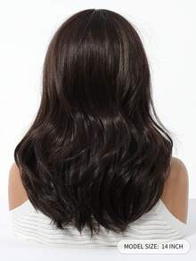 18英寸摩卡棕色侧刘海中卷合成耐热纤维假发，适合女性日常、派对、母亲节、音乐节等场合。 - 摩卡棕 - 查看 5