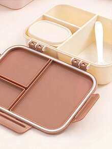 1pc Customizable Flip-Top Bento Box, Supports Artistic Text Customization, Large Area Customization, Portable, Waterproof, Leak-Proof, Ideal For Outdoor, Travel, School, Office, Includes Sauce Container And Utensils, Four-Side Locking Design, Multiple Colors Available, Create Your Own Personalized Lunch Box - Multicolor - View 7