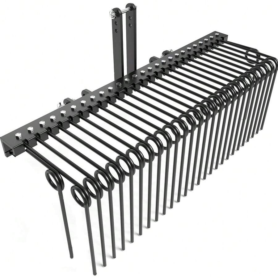 72-Inch 3-Point Tractor Rake, 72-Inch Wide 3-Point Tractor Rake For Pine Needles And Straw, Powder-Coated Steel, Category 0 And 1 Compliant - Black - View 1
