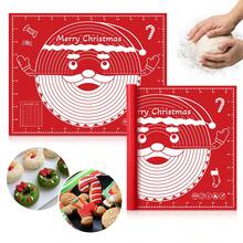 1 pieza Tapete de hornear con temática navideña con medidas, tapete para pastelería de gran tamaño y multiusos antiadherente - Duradero y antideslizante, apto para estirar masa, amasar masa y hornear, material, accesorio de cocina, herramienta de cocina ideal para Navidad, agrega alegría festiva