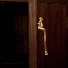 1pc Creative Wardrobe Cabinet Door Pure Copper Little Gold Man Handle, Creative Nordic Style Solid Brass Wine Cabinet Pull Handle, Sculpted Cabinet Pull Handle, Polished Brass Creative Long Handle, Including Installation Hardware, Suitable For Wardrobe Doors, Decorations, Luxury Home Decor | Exquisite Cabinet Knob | Polished Metal, Cabinet Decorative Hardware - Gold - View 9