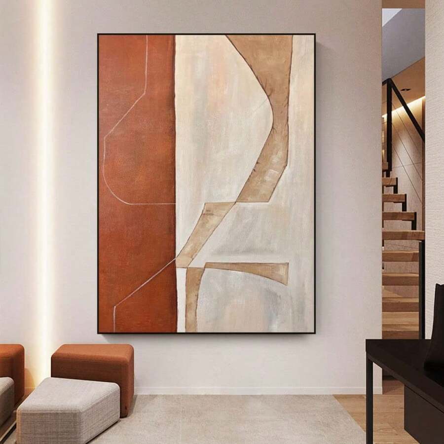 1 pieza Póster de lienzo sin marco, pintura moderna marrón y beige, arte de pared de lienzo, pintura mural para regalo, dormitorio, oficina, sala de estar, cafetería, bar, decoración de pared, decoración del hogar y la residencia