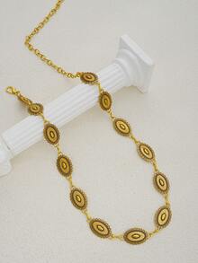 1pc Retro Fashion Exaggerated Gold Oval Waist Chain, Suitable For Women's Pants Decoration, Daily Casual, Music Festival, Party Accessory