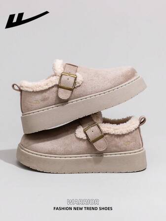  WARRIOR 1 par damskor med termofoder och tjocka snöstövlar, 2025 höst/vinter ny ankomst, tubdesign, plattform, moderiktiga stövlar med kort skaft, slip-on, varma vinterskor för utomhusbruk