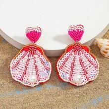 1 Pair Handmade Bohemian Style Beaded Ocean Creature Pendant Earrings, Cute Handcrafted Beaded Earrings For Spring/Summer Ocean Theme, Suitable For Beach, Vacation, Party Wear, High-Quality Jewelry Gift For Women. Handmade Items May Have Slight Color And Style Variations.