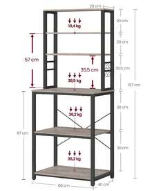 VASAGLE レンジ台 レンジボード 幅60 キッチンラック大型レンジ対応 高耐荷設計 可動棚 高さ167cm シンプル 北欧 電子レンジ ボード 収納 食器棚 6個Ｓ字ラックを付き - 象牙 - チェックする 9
