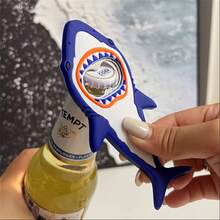 1pc Shark Bottle Opener, Beer, Juice Opener, Suitable For Bars, Clubs, Restaurants, Home Use - Barware Accessories And Gifts,Bottle Opener Refrigerator Magnet Gift Ocean Shark Cartoon Animal Soft Glue Bottle Opener, Christmas Gift, Ocean Lover Gift