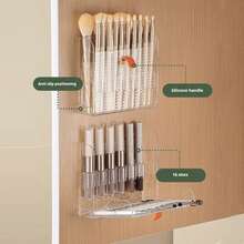 Wall-Mounted Lipstick Organizer Holder Multi-Compartment Makeup Brush Lipstick Holder For Home Vanity Bathroom