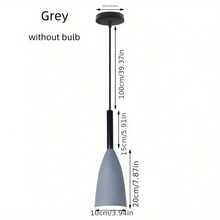 1盏现代北欧风格单头铁艺吊灯，黑、白、灰三色，E27灯座，硬线连接，适用于办公室、厨房、餐厅、客厅和卧室，不含灯泡 - 彩色 - 查看 12