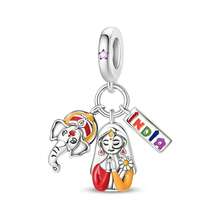 1pc Silver Plated World Famous Attractions Temple Of Heaven Panda, Big Ben, Fushimi Inari Dangle Charms Suitable For Bracelet Necklace Diy Jewelry Making