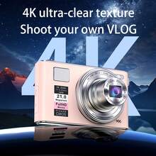 Cámara digital 4K Ultra HD, zoom óptico 5X, cámara trasera de 64MP, flash súper brillante, pantalla HD estabilizada, cámara para estudiantes - Tarjeta de memoria de 64 GB + cámara - Ver 3