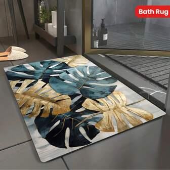 Tappetino da bagno con design vintage a piante tropicali - Tappeto in poliestere resistente allo sbiadimento e antiscivolo per la decorazione del bagno