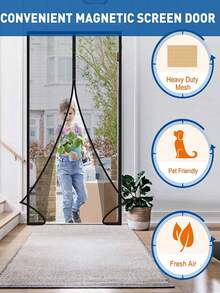 1pc Heavy Duty Magnetic Screen Door - Keeps Mosquitoes Out, Enjoy Fresh Air - Self-Sealing, Hands-Free Mesh Divider - Ideal For Pets And Children Safety. - Multicolor - View 6