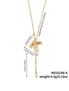 1pc Fashionable Versatile Simple Copper Zirconia Letter Necklace - Yellow Gold - View 15