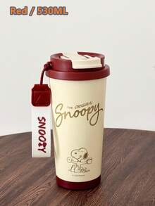 SNOOPY 1pc 530ml Stainless Steel Vacuum Insulated Tumbler, Large Capacity Coffee Cup, Car Cup, Outdoor Portable Straw Cup With Lid, Keeps Drinks Cold - Multicolor - View 9