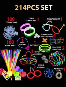 10/50/100支装 8英寸荧光棒，派对用品，夜光荧光棒，派对礼物，荧光派对装饰，霓虹派对荧光项链和带连接器的荧光手链，非常适合生日、婚礼、派对、万圣节、圣诞节等场合 - 夜光闪光派对用品，圣诞装饰，家居圣诞礼物，圣诞装饰 - 彩色 - 查看 15