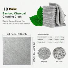 10pcs Kitchen Cleaning Cloths, High Quality Dishcloths, Super Absorbent Microfiber Cleaning Rags, Non-Stick Oil, Washable Quick Dry Dish Towels (Gray)