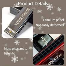 1pc Personalized Harmonica, Can Be Engraved With Name, Signature Or Birthday Wishes. Suitable For Beginners, 10-Hole Blues Harmonica. Professional Performance Model. Can Be Customized As Christmas Gift Or Christmas Decoration. Also Suitable As Birthday Gift For Boyfriend/Girlfriend, Romantic Anniversary Gift, Or Customized Thanksgiving Gift. - Multicolor - View 6