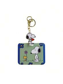 SNOOPY 1 件可爱卡通可伸缩卡夹、钥匙扣、工作证、饭卡、校园卡和公交卡保护套，横向风格 圣诞礼物、圣诞节、圣诞装饰 - 彩色 - 查看 2