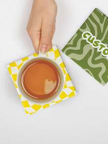 1 Peça Porta-Copos Cerâmico Personalizado com Foto de Casal de Casamento, Porta-Copos de Foto de Casamento Personalizado, Presente para Recém-Casados, Porta-Copos Cerâmico Absorvente, Tapete de Isolamento de Calor para Café, Nome Personalizável e Letras de Natal, Adequado para Bebidas, Chá e Xícaras de Café, Decoração Doméstica e de Restaurante, Presente Essencial de Feriado, Decoração de Natal, Decoração de Casamento, Presente do Dia dos Namorados - Porta-copos redondo - Visão 7