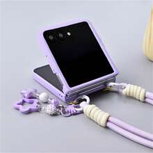 可爱紫色手机壳，带星星吊坠和防丢挂绳，兼容三星 Galaxy ZFlip7、ZFlip6、ZFlip 5、Zflip6、Zflip5，防震后盖，也兼容摩托罗拉手机。 - 紫色 - 查看 4