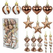 Set di decorazioni natalizie con palline a righe simili ai bastoncini di zucchero, cuori, stelle e decorazioni di varie forme - kit di decorazioni per albero di Natale in plastica lucida con ganci per appendere per Natale, Capodanno, feste del Ringraziamento (senza piume/neve), decorazioni natalizie, decorazioni per albero di Natale, decorazioni natalizie a forma di bastoncino di zucchero, palline di Natale, ornamenti per albero di Natale, decorazioni natalizie a forma di caramella, decorazioni per albero di Natale, decorazioni natalizie rosse, palline di Natale