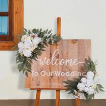 2 piezas de flores artificiales elegantes para arco de boda, decoración floral para sillas, mesas de comedor y escaleras. - Blanco - Ver 1