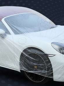 Clear Plastic Car Cover | Disposable Transparent All-Weather Pe Film Car Protector For Rain, Snow, Dust, Uv Protection | Universal Fit For Sedans, Suvs, Trucks, Vehicles | Outdoor Indoor Use, Short-Term Parking, Storage, Dust Shield, Emergency Storm Cover, Car Wash Drying, Dealership Lot Protection | Waterproof, Lightweight, Tear-Resistant,Beach,Summer,Vacation,Holiday,Travel Essential,Going Out Tops,Household Items - 透明 - 查看 8