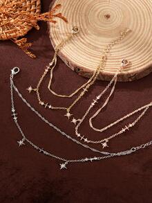 1 Stück elegante achteckige Stern-Set Zirkonia Gold Silber Damenkette, 18K vergoldet, geeignet für Alltag und Party, kann als Geschenk für Ehefrauen, Mütter, Freundinnen verwendet werden, Damenschmuck, Damenmode-Accessoires, Zirkonia Armband, vergoldeter Schmuck