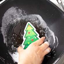 1/4pcs Christmas Sponge Cleaner, Cartoon Santa Claus & Christmas Stocking & Gingerbread Man Shaped Kitchen Cleaning Scrub, Dishwashing Cloth, Home Cleaning Supplies, Christmas Decor,Kitchen,Bathroom,Home,Household Supplies