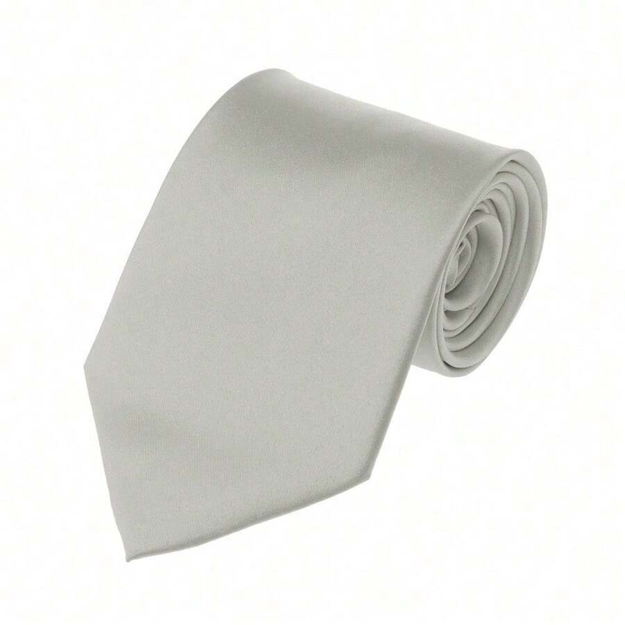 New Hot ! Solid Color Plain Classic Necktie Men's Tie,ZXCFTE - 50銀 - 查看 1