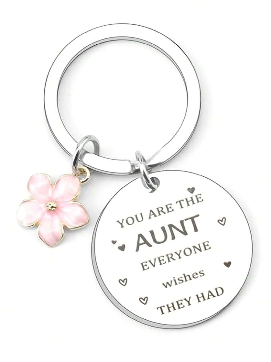 Niece/Nephew's Mother's Day Gift For Aunt; Funny Keychain; Aunt's Favorite Aunt; Valentine's Day, Christmas, Aunt's Birthday Gift; Niece/Nephew's Birthday Slogan Casual Leisure Party Cute Elegant Stainless Steel Christmas