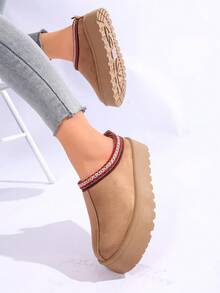 Botas de neve femininas 2025, sem cadarço, antiderrapantes, sola grossa, quentes e modernas, outono/inverno - Camelo - Ver 3