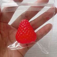 1 件果冻猫软玩具柔软 Q 弹性不粘感官坐立不安软 Taba 软油亮大草莓软玩具，硅胶质地高品质手工制作减压食品玩具，DIY 新款透明粉色草莓奶油浇头 - 彩色 - 查看 20