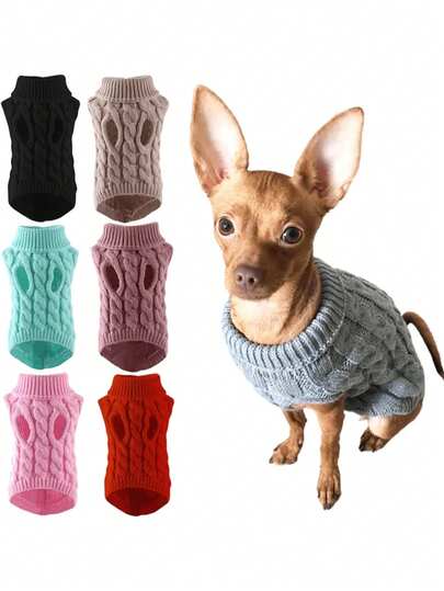 Puppy Dog Sweaters For Small Medium Dogs Cats Clothes Winter Warm Pet Turtleneck Chihuahua Vest Soft Yorkie Coat Teddy Jacket