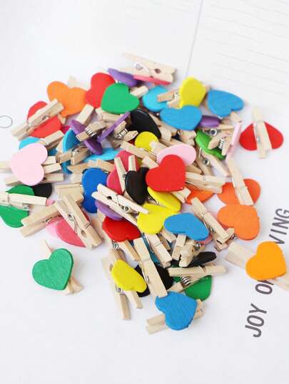 Wooden Clothpin, Heart-Shaped Wooden Mini Clothes Clip, Scrapbook, Art And Crafts Photo Clip,3*2cm Natural Heart-Shaped Wooden Craft Clip, Handicrafts Photo Paper Clothes Nail Perfect For Wedding, Home Decoration, DIY Photo Album