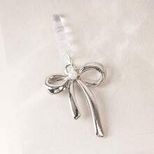 1pc Silver Bow Charm/Phone Charging Port Dust Plug/Decoration Pendant/Compatible With Iphone/Type-C/Android Plug - Silver - View 11